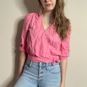 NWOT Madewell Pink Wrap Top